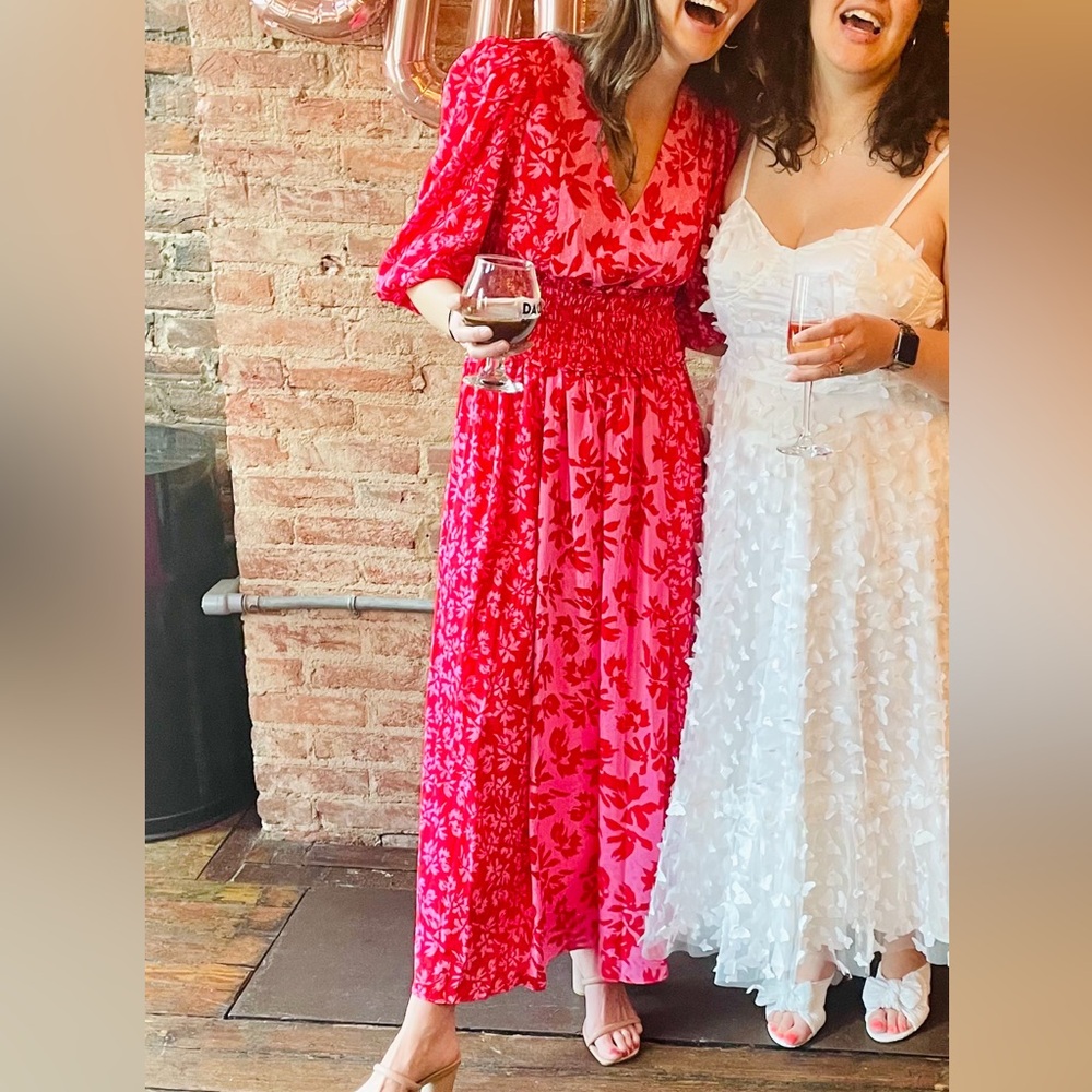 Taylor Pink and Red Floral Dress